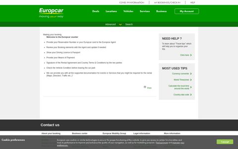 Making Your Booking - Europcar