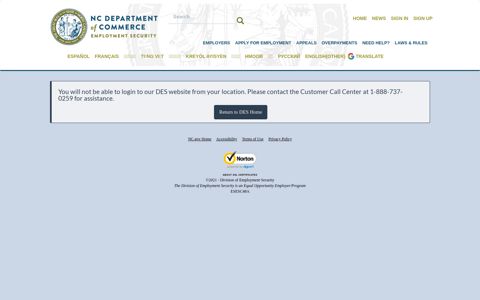 NC Division of Employment Security :: Login