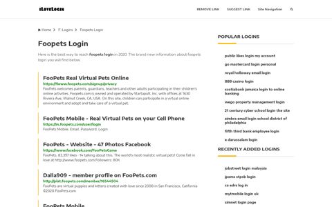 Foopets Login ❤️ One Click Access - iLoveLogin
