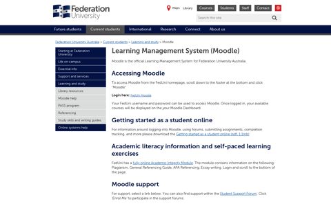Learning Management System (Moodle) - Federation ...