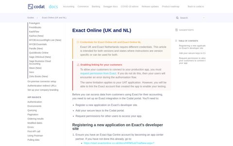 Exact Online (UK and NL) - Codat API