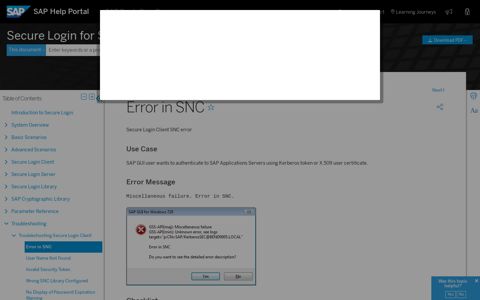 Error in SNC - SAP Help Portal