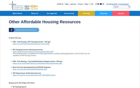 Other Affordable Housing Resources | Catholic Charities of ...