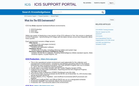 What are the ICIS Environments? – ICIS Customer Support