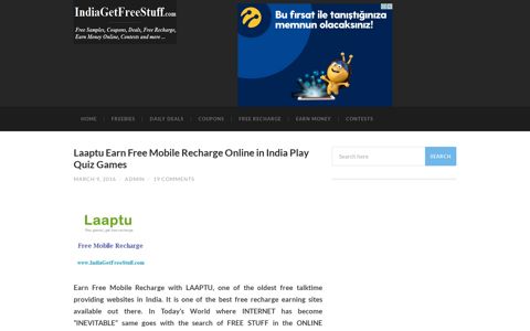 Laaptu Earn Free Mobile Recharge Online in India Play Quiz