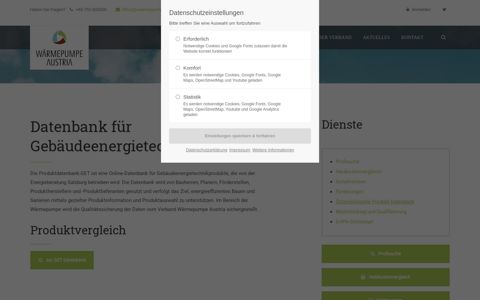 Österreichische Produkt-Datenbank - Wärmepumpe Austria