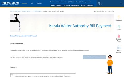 Kerala Water Authority Bill Payment - Federal Bank