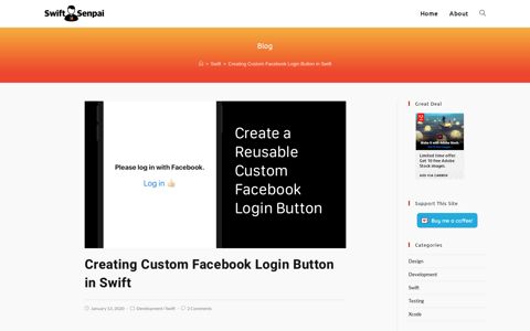 Creating Custom Facebook Login Button in Swift - Swift Senpai