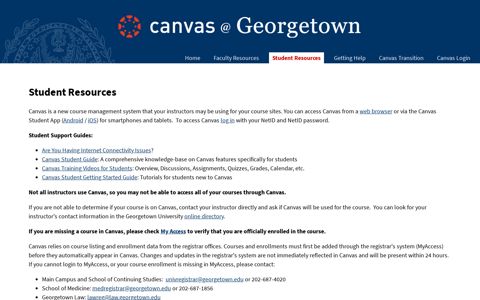 Student Resources - Canvas @ Georgetown - Google Sites