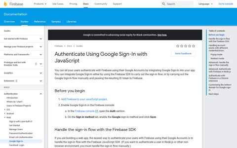 Authenticate Using Google Sign-In with JavaScript | Firebase