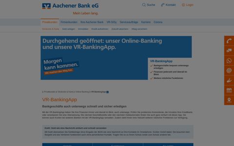 Mein Leben lang. VR-BankingApp - Aachener Bank eG