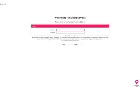 PTS Online Services Login - ERS Medical
