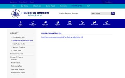 HHHS Database Portal - Hendrick Hudson School District
