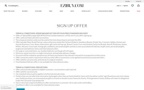 Sign Up with EziBuy & Save