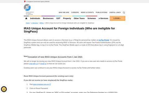 IRAS Unique Account for Foreign Individuals (who are ... - IRAS