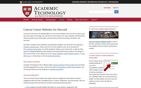 Canvas Course Websites for Harvard | Academic Technology ...