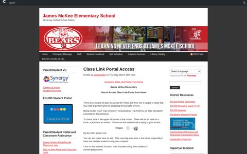 Class Link Portal Access : James McKee Elementary School