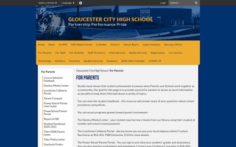 For Parents - Gloucester City High School