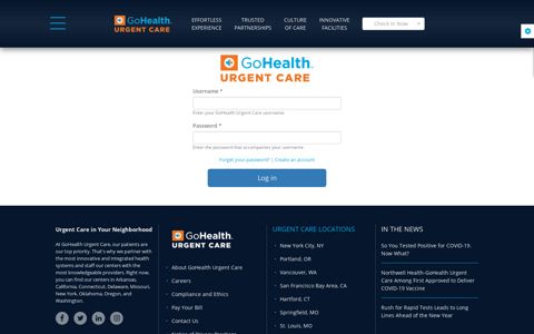 User account | GoHealth Urgent Care