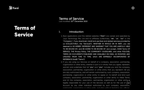 Terms of Service - Kwai