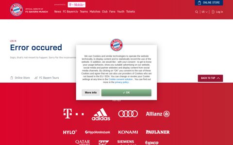 Error occured - FC Bayern Munich