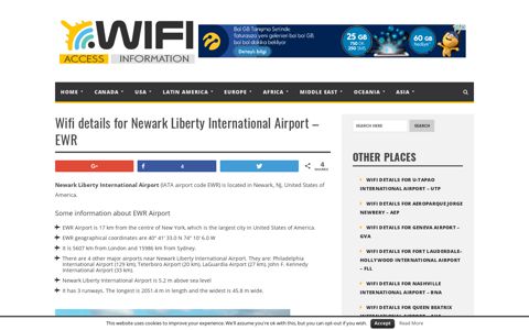 Wifi details for Newark Liberty International Airport - EWR ...