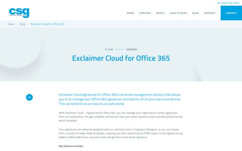Exclaimer Cloud for Office 365 | CSG