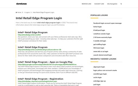 Intel Retail Edge Program Login ❤️ One Click Access - iLoveLogin