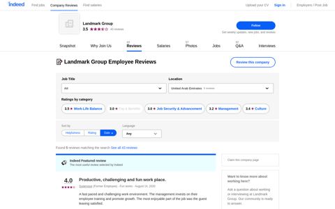 Working at Landmark Group: Employee Reviews | Indeed.com
