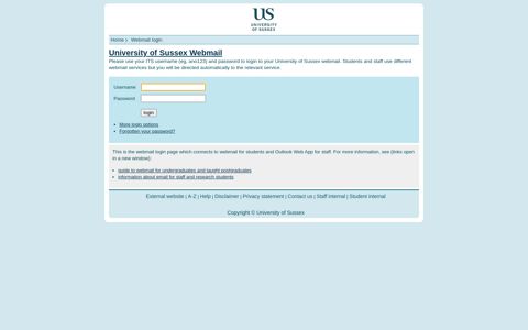 University of Sussex Webmail