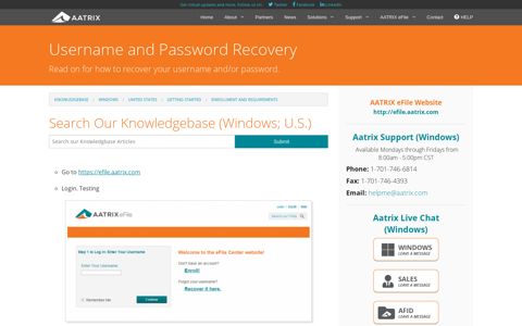 Username and Password Recovery - Aatrix