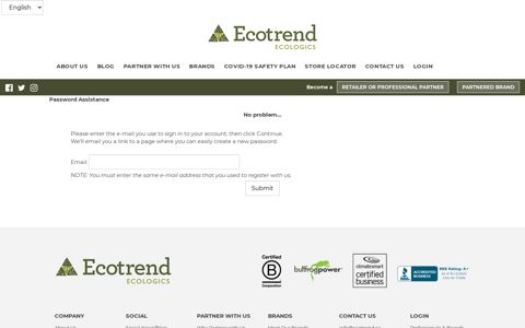 Login: Send Pass - Ecotrend Ecologics