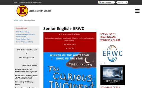 Senior English- ERWC - Estancia High School - School Loop