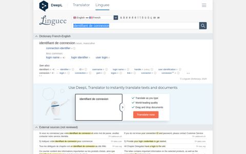 identifiant de connexion - English translation – Linguee