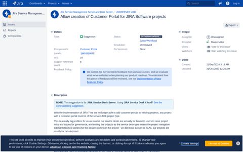 Allow creation of Customer Portal for JIRA Software projects ...