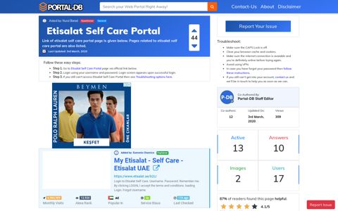 Etisalat Self Care Portal