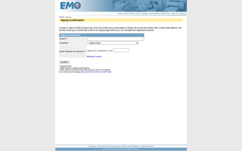 EMO™ - Electronic Money Orders - Signup Confirmation
