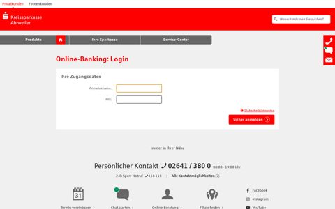 Online-Banking: Login - Kreissparkasse Ahrweiler