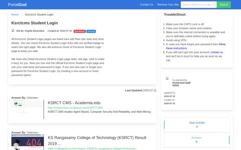 Ksrctcms Student Login Page - portal-god.com