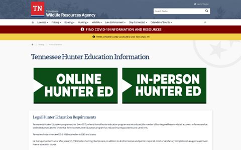 Tennessee Hunter Education Options Available - TN.gov