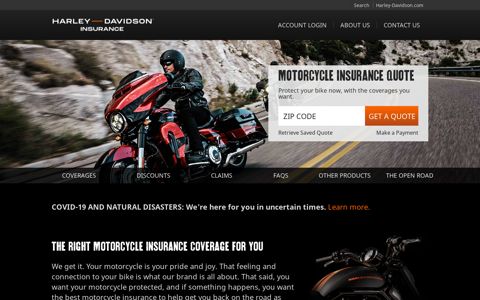 Harley-Davidson® Insurance: Affordable motorcycle insurance
