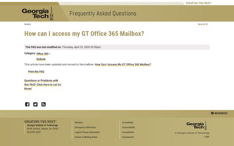 How can I access my GT Office 365 Mailbox? | GT Information ...