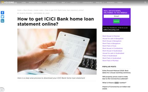 ICICI Bank home loan statement and interest certificate online ...