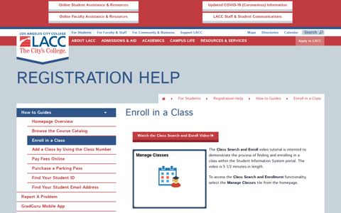 Using the Registration Portal - Los Angeles City College