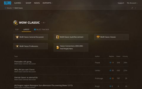 Latest WoW Classic topics - World of Warcraft Forums