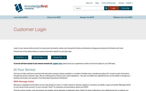 Customer Login | Knowledge First Financial
