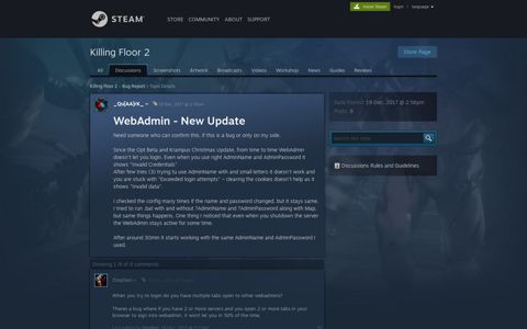 WebAdmin - New Update :: Killing Floor 2 Bug Report