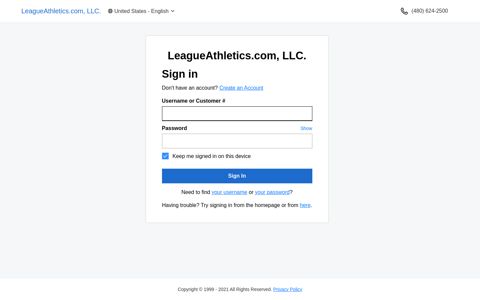 LeagueAthletics.com, LLC. - Sign In