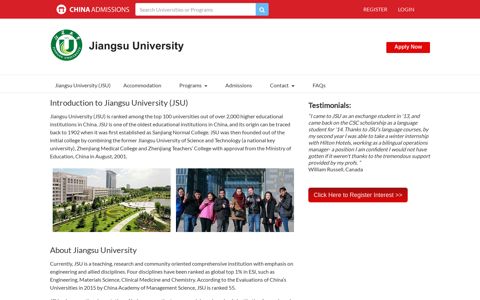 Jiangsu University (JSU) | China Admissions