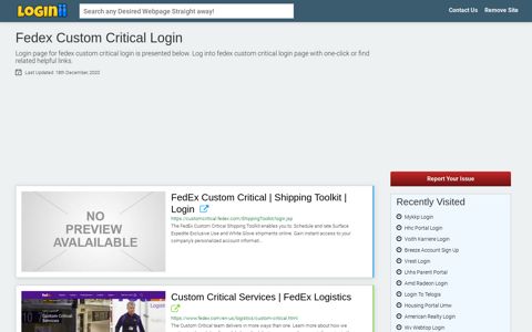 Fedex Custom Critical Login - Loginii.com